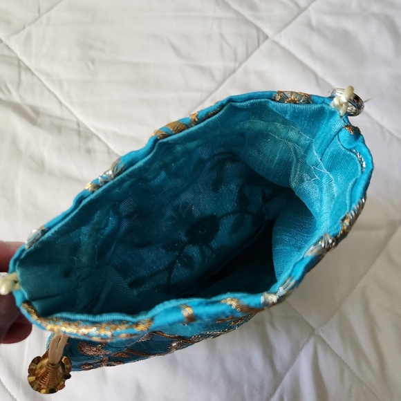NWOT Teal Indian Evening Bag - Picture 2 of 5